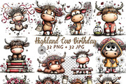 Highland Cow Birthday Animal Clipart, a Graphic by one-touch (Thumbnail 1 of 17)