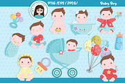 Baby boy clipart, an Illustration by Cute Little Workshop (Thumbnail 1 of 3)