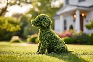 Topiary dog sculpture in a beautiful garden, a Nature Photo by AlyaAnd