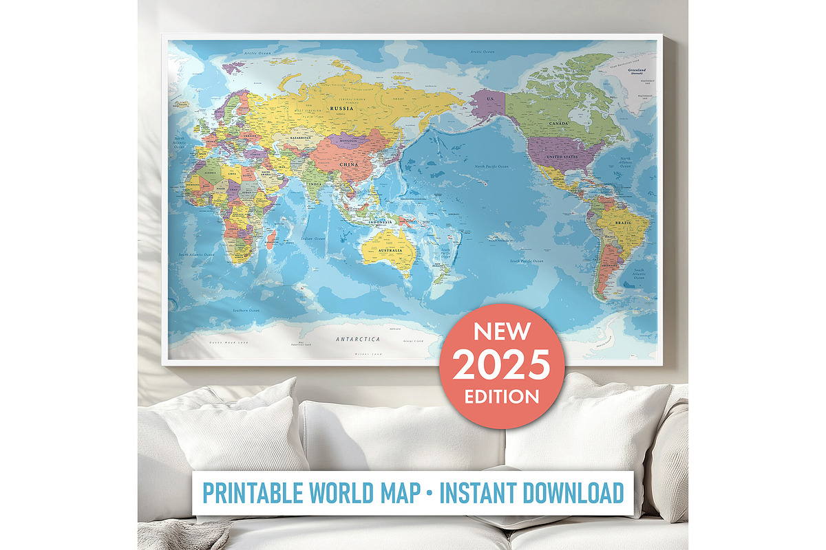 Vector World Map - Pacific View, a Graphic by PorcuPen Works (Photo 1 of 6)