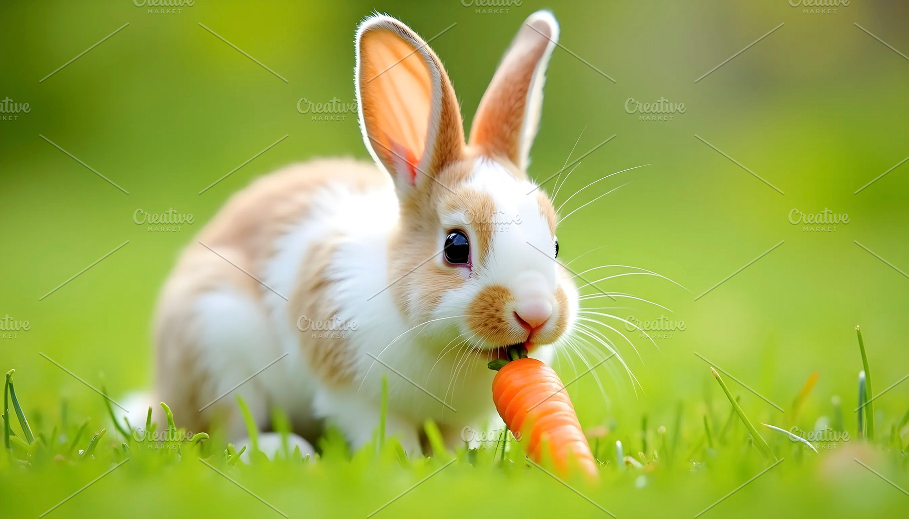 Cute Fluffy Rabbit With Alert Ears O, a Photo by LOGOCREATIVE