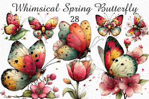 Whimsical Spring Butterfly Clipart, an Illustration by Craft Nest
