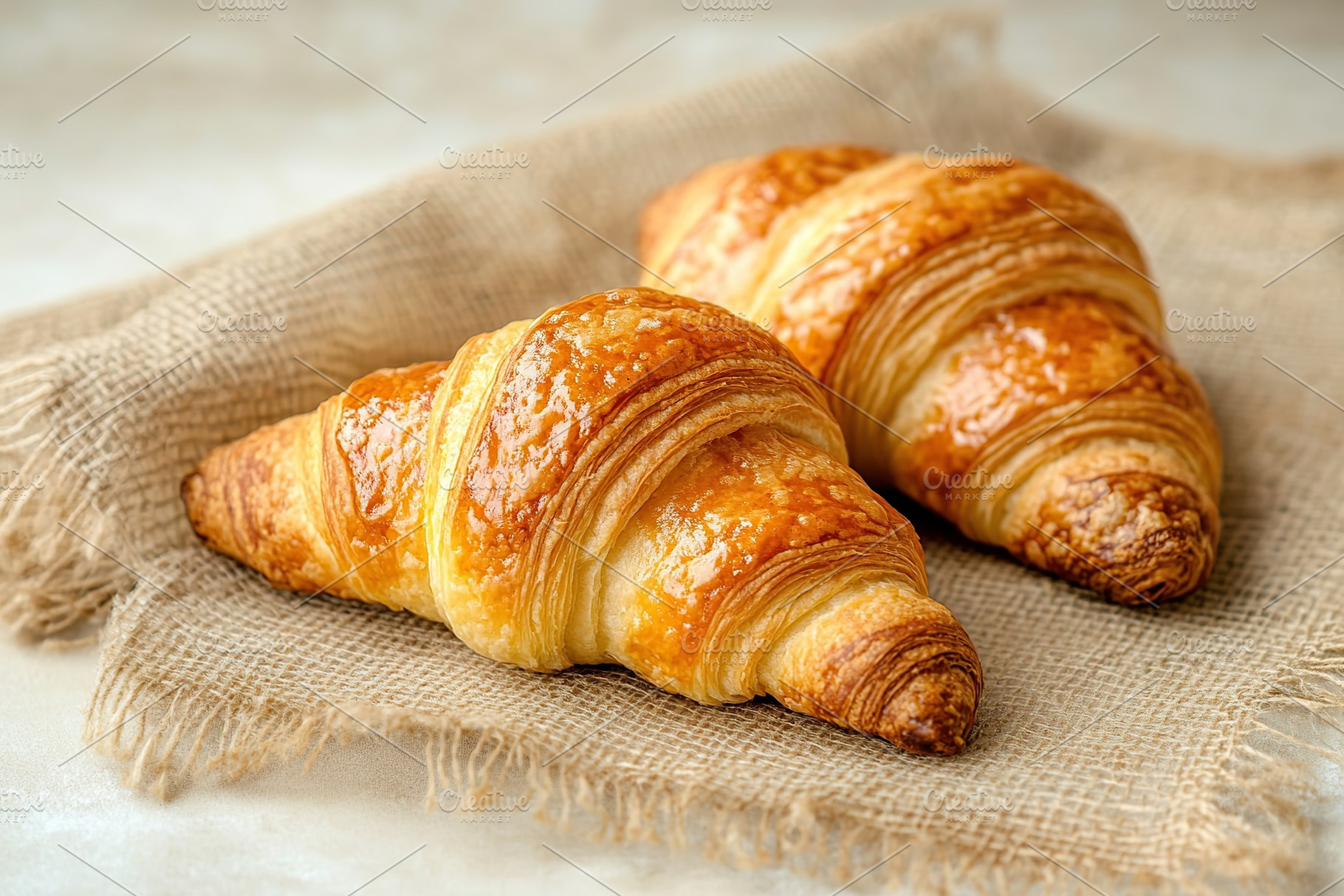 French pastry croissants, fresh baked, a Food & Drink Photo by AlyaAnd