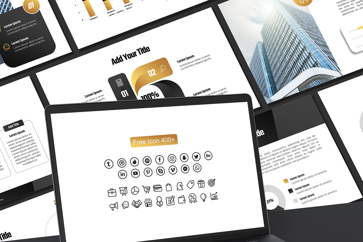 Black and Gold Powerpoint Template, a Presentation Template by SKY CREATION (Photo 6 of 6)