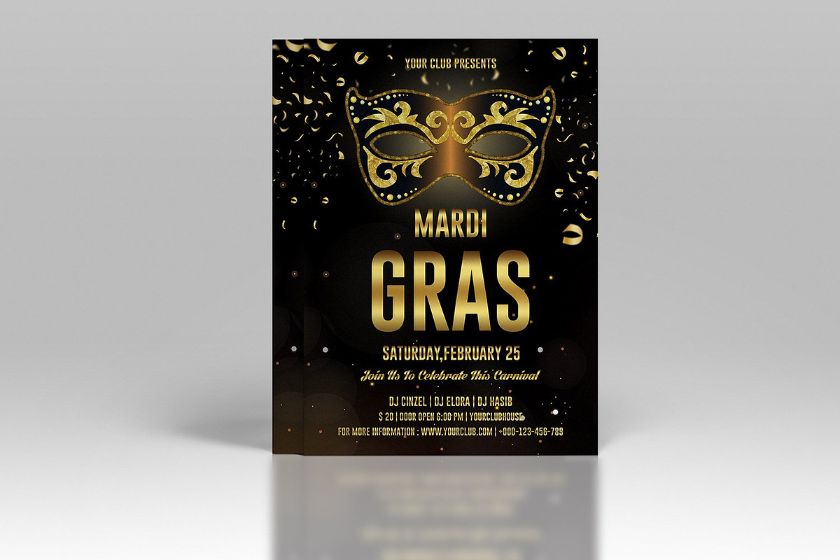 Mardi Gras Party Flyer Template, an Invitation Template by Template Shop (Photo 2 of 3)