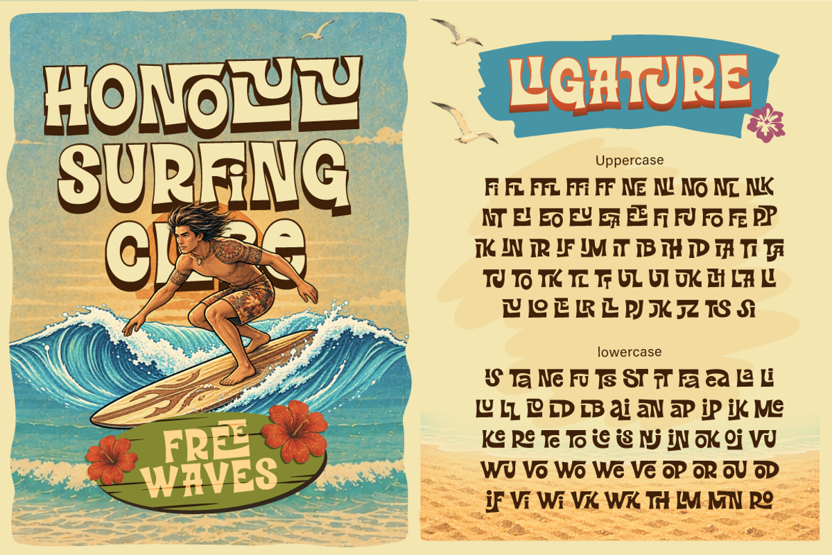 Nestafu - Hawaiian Display Font, a Sans Serif Font by Burntilldead (Photo 5 of 12)