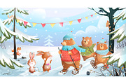 Winter Joy - Animals in Forest, an Animal Illustration by Popmarleo Shop (Thumbnail 5 of 13)