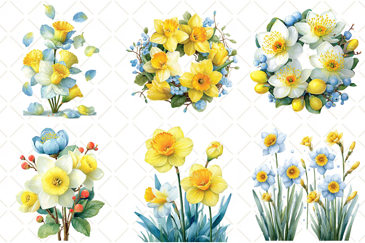 Watercolor Daffodil Clipart, an Illustration by Black Bird Studio (Photo 4 of 5)