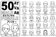 Avatar Male-Female Line Set 50, an Outline Icon by MRPOR (Thumbnail 1 of 2)