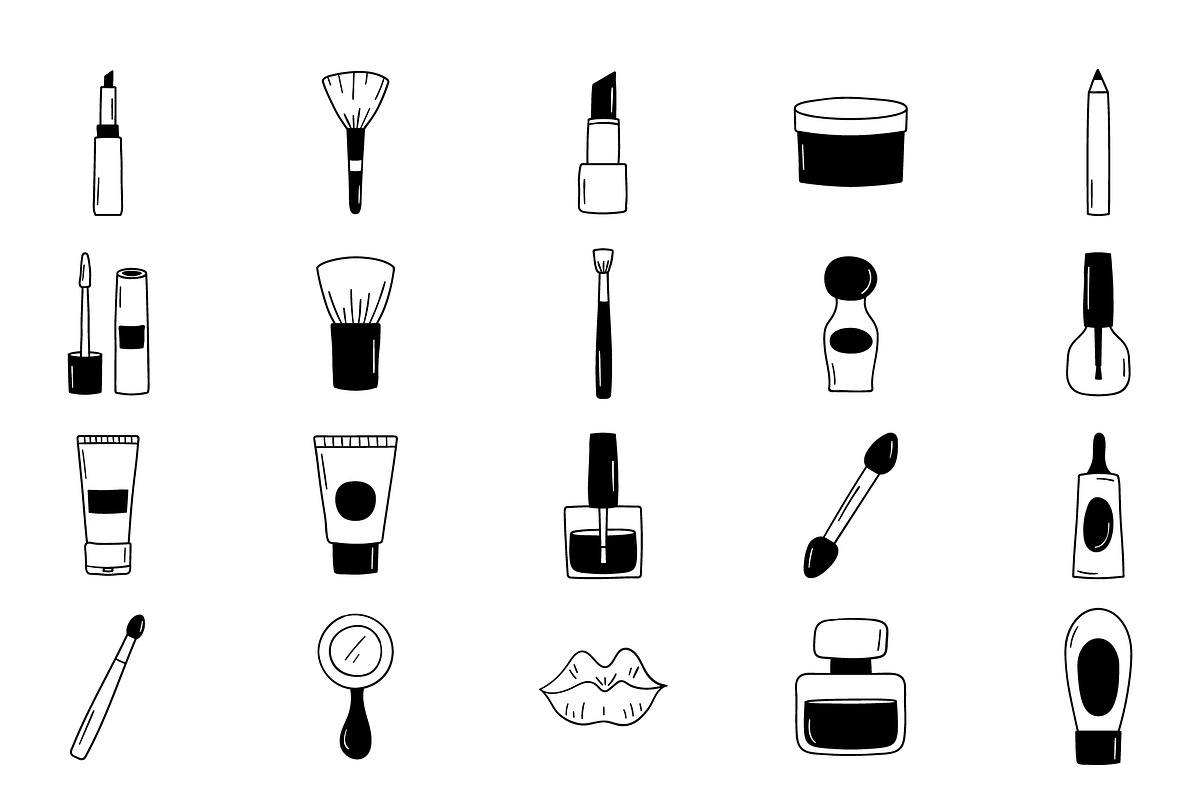 Makeup Doodle Illustration Set