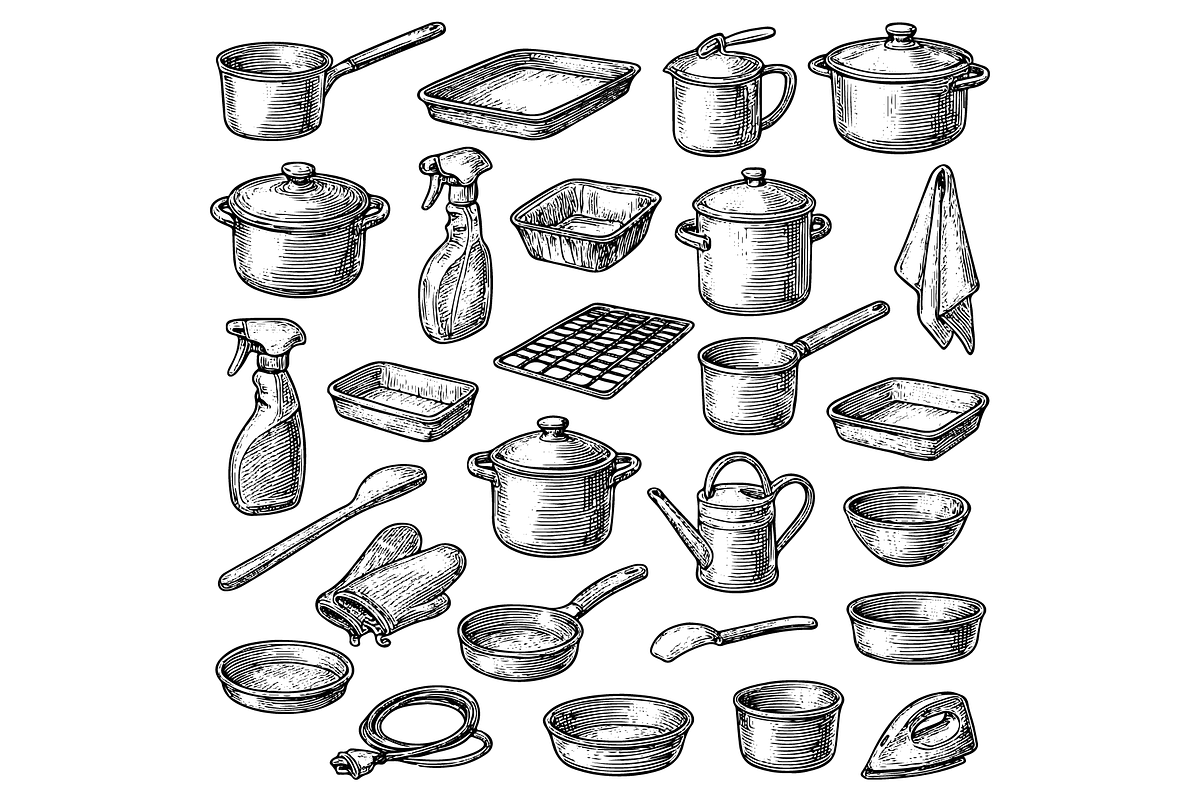 Cookware and Utensil Illustration, an Object Graphic by nikagraphic (Photo 3 of 3)