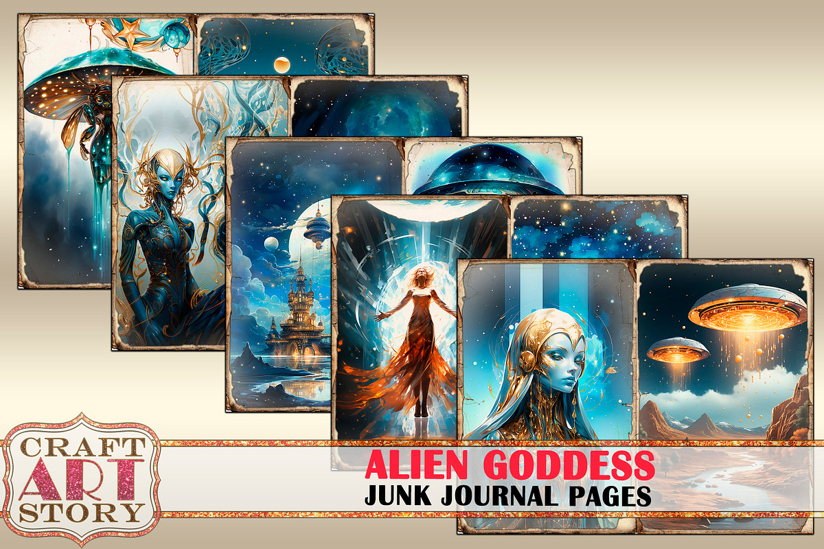 Alien Goddess Junk Journal Pages, an Object Illustration by CraftArtStory (Photo 3 of 5)