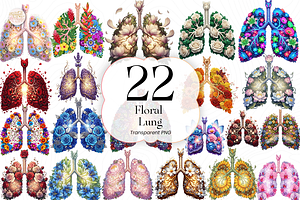 Floral Anatomical Lungs PNG Clipart., an Object Illustration by KennedyStudio