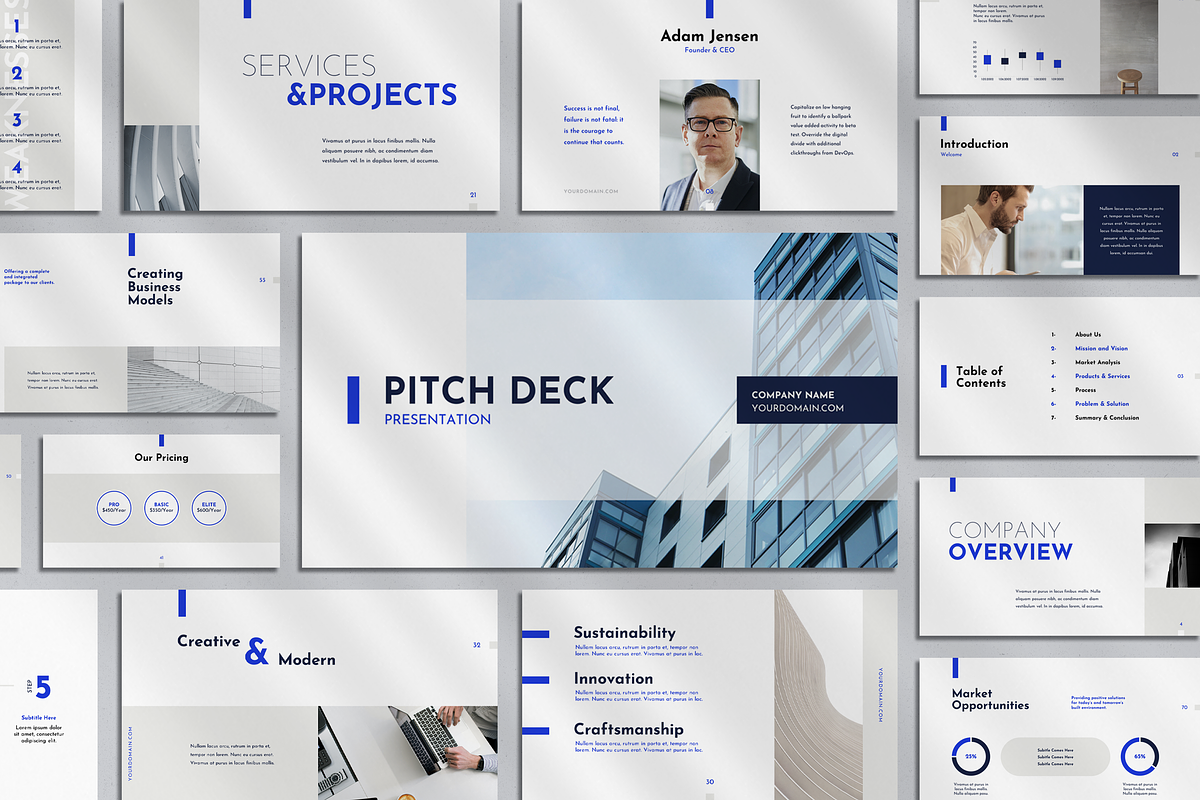 Pitch Deck Presentation Template, a Presentation Template by SlideStation (Photo 1 of 10)