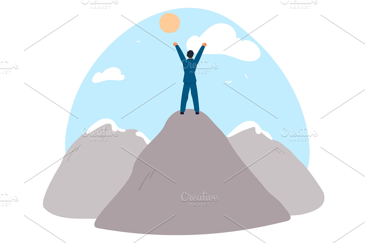 Businessman stands on top of, a Person Illustration by Vectorbuum