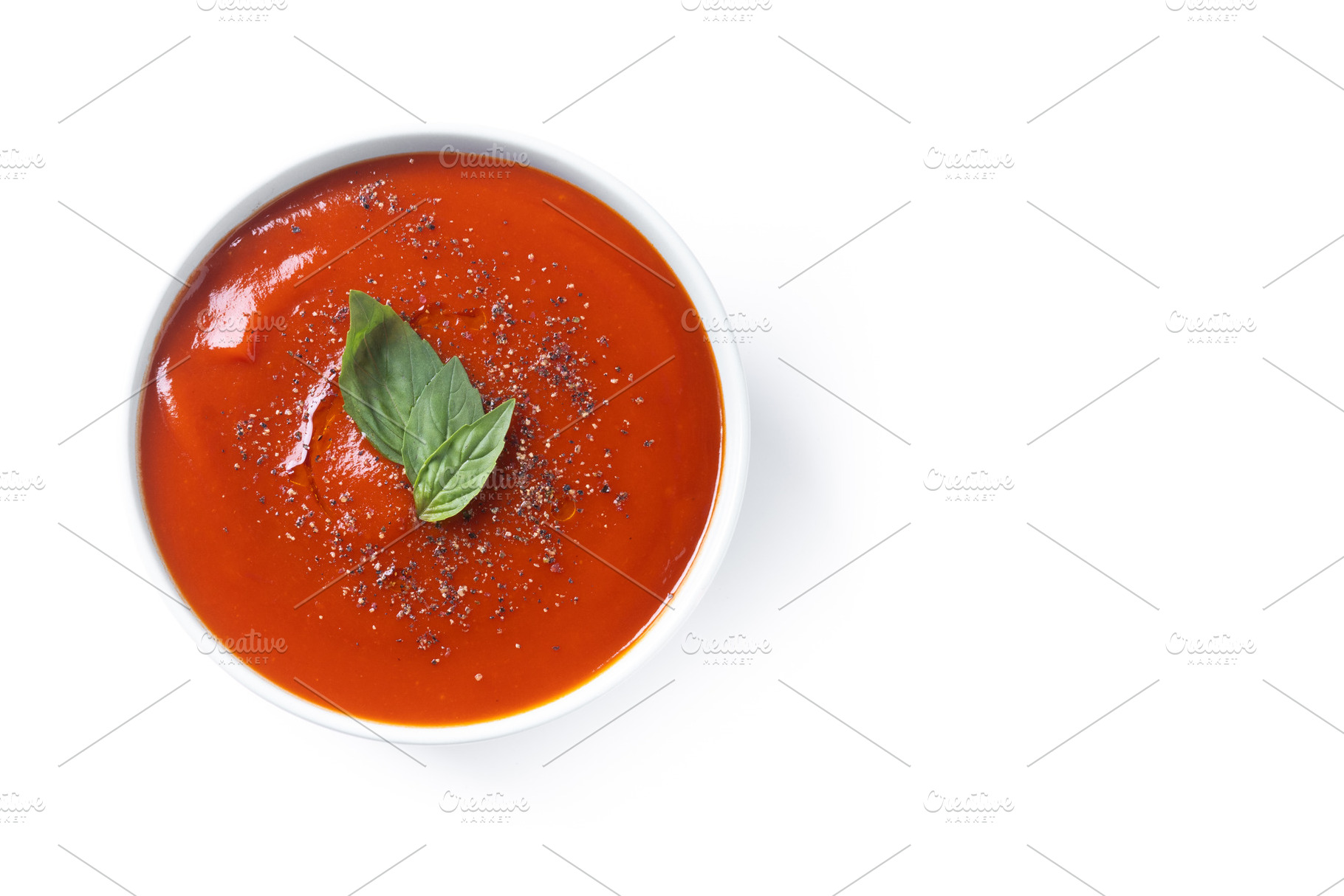 Homemade Tomato Soup in bowl with Basil, a Food & Drink Photo by etorres69