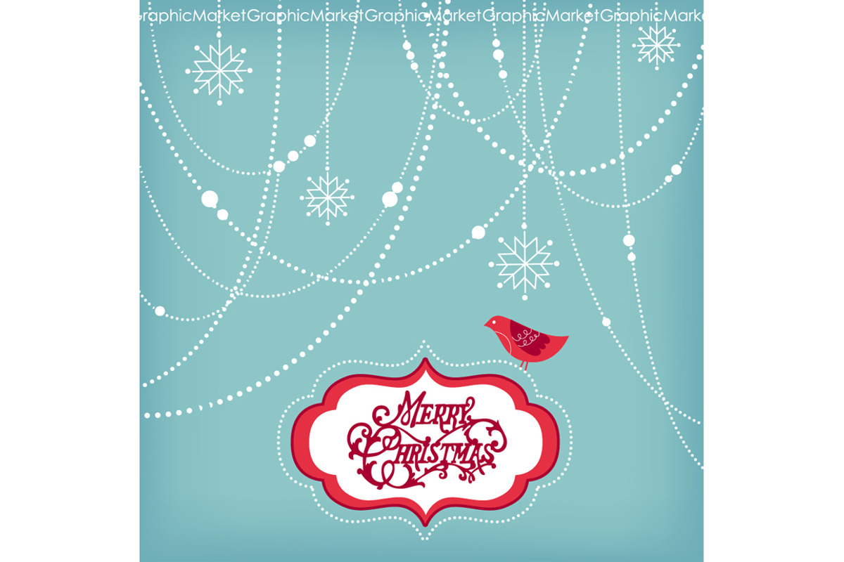 Christmas Clip Art, bird, garlands, a Decorative Illustration by GraphicMarket (Photo 1 of 3)