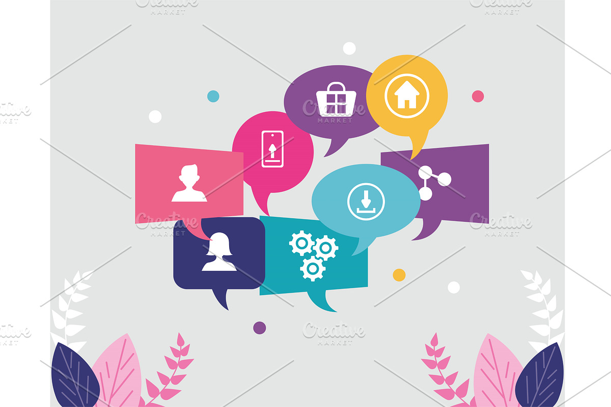 communication icons in bubbles, an Object Illustration by studiogstock