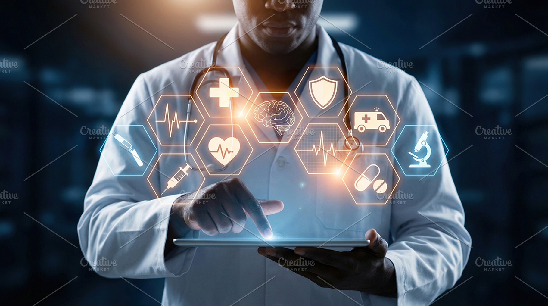 medicine doctor, virtual interface, a Health & Medical Photo by itakdalee