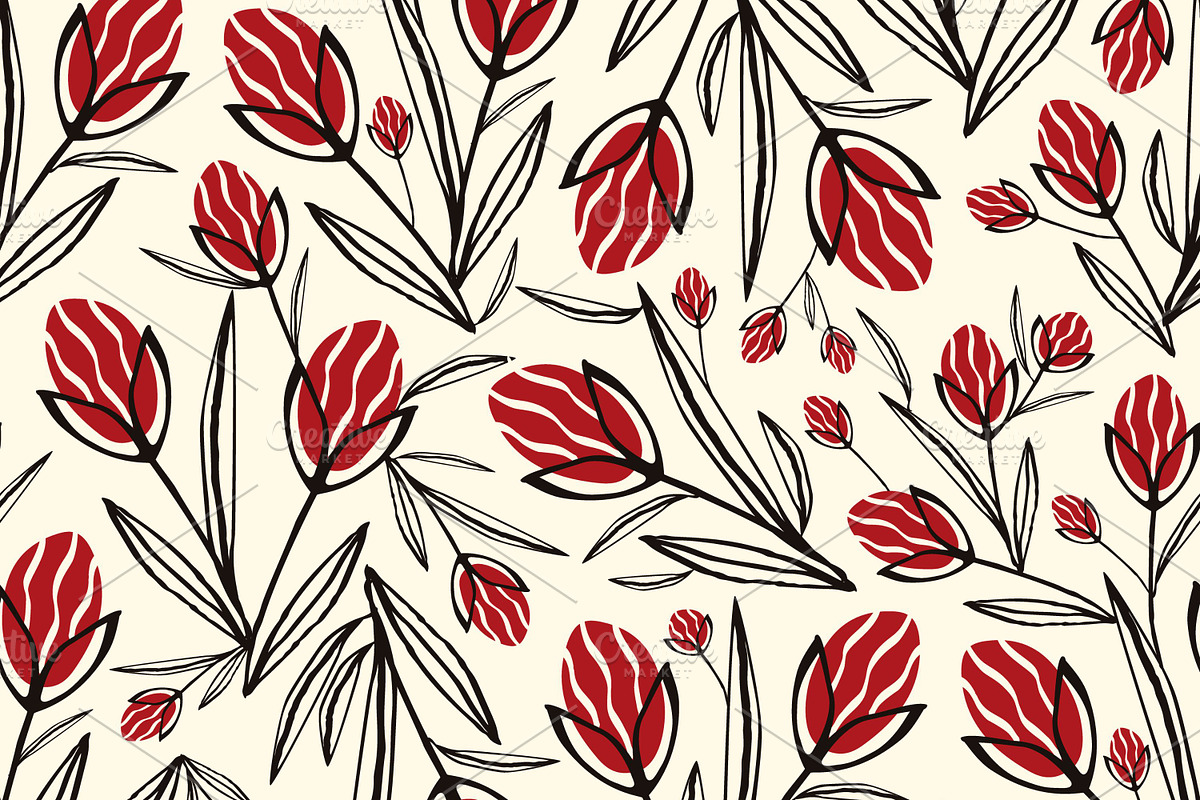 Hand Drawn Patterns with Flowers, a Pattern Graphic by Art's and patterns (Photo 7 of 7)