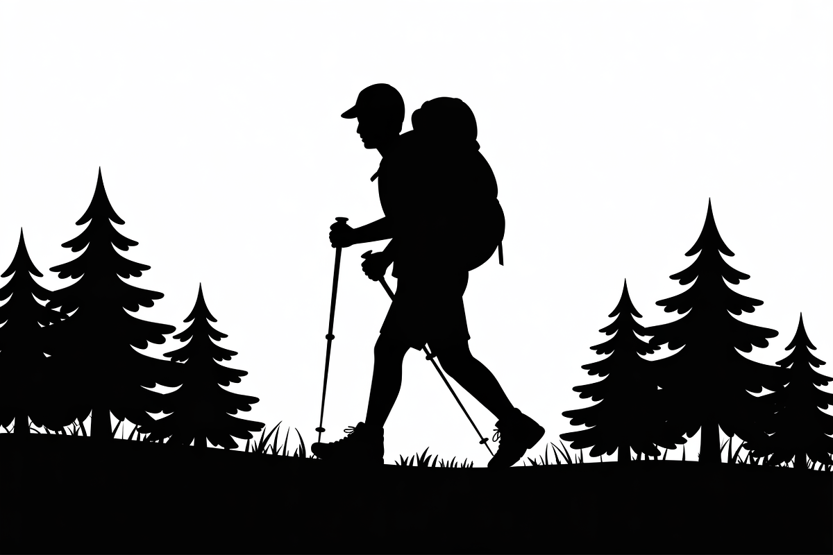 silhouette hiker climbing a mountain, an Illustration by Amazin_art (Photo 14 of 17)
