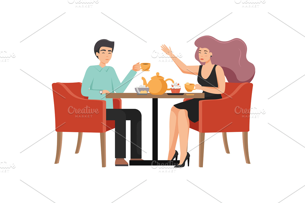 Man and woman romantic couple having, a Person Illustration by Sky Pics Studio