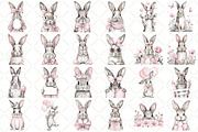 Whimsical Easter Bunny Clipart PNG, an Illustration by Black Bird Studio (Thumbnail 2 of 5)