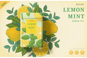 Engraving Lemon Mint Tea Ads