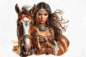 Native Spirit Cowgirls Clipart