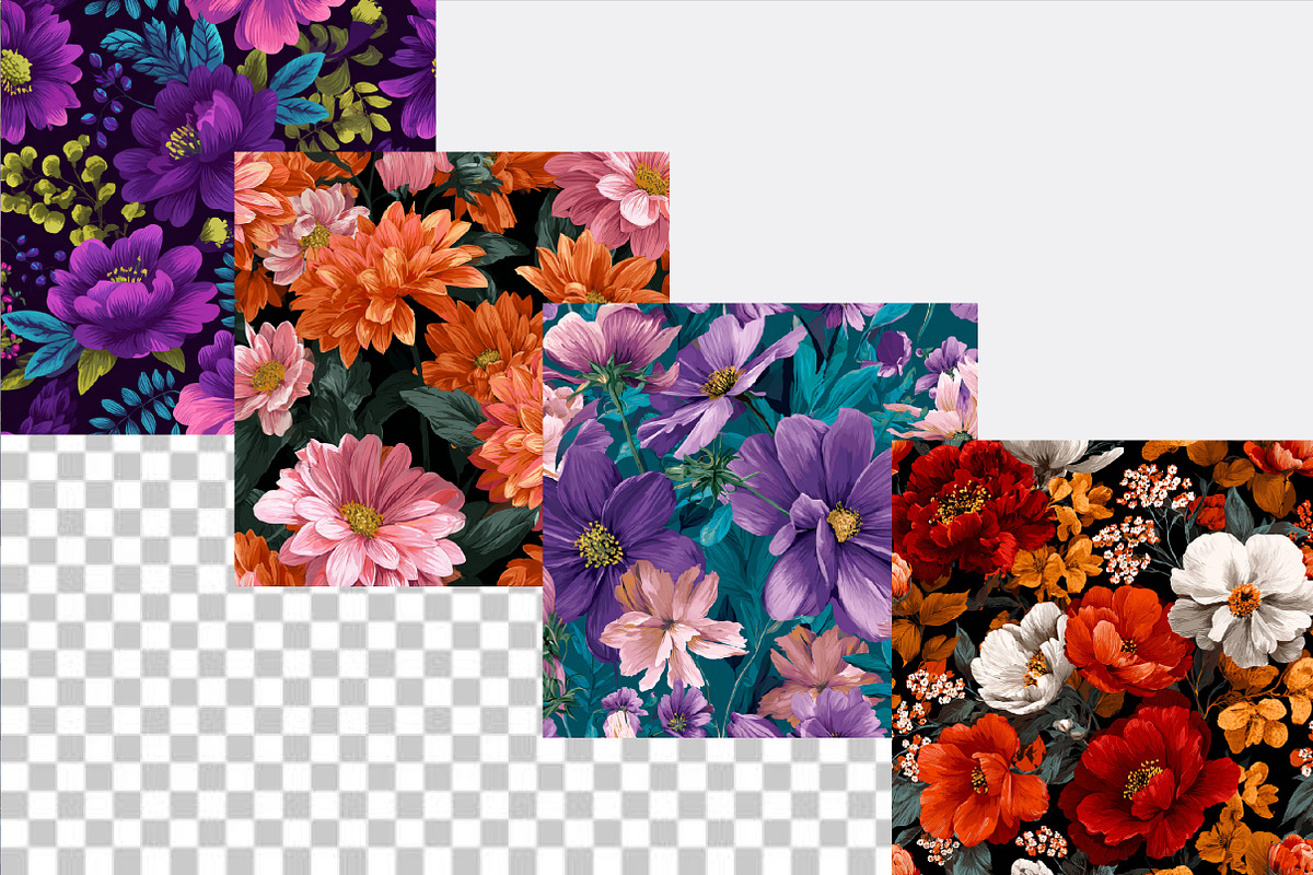 Oversized Floral Seamless Patterns, a Pattern Graphic by SVGArt (Photo 2 of 9)