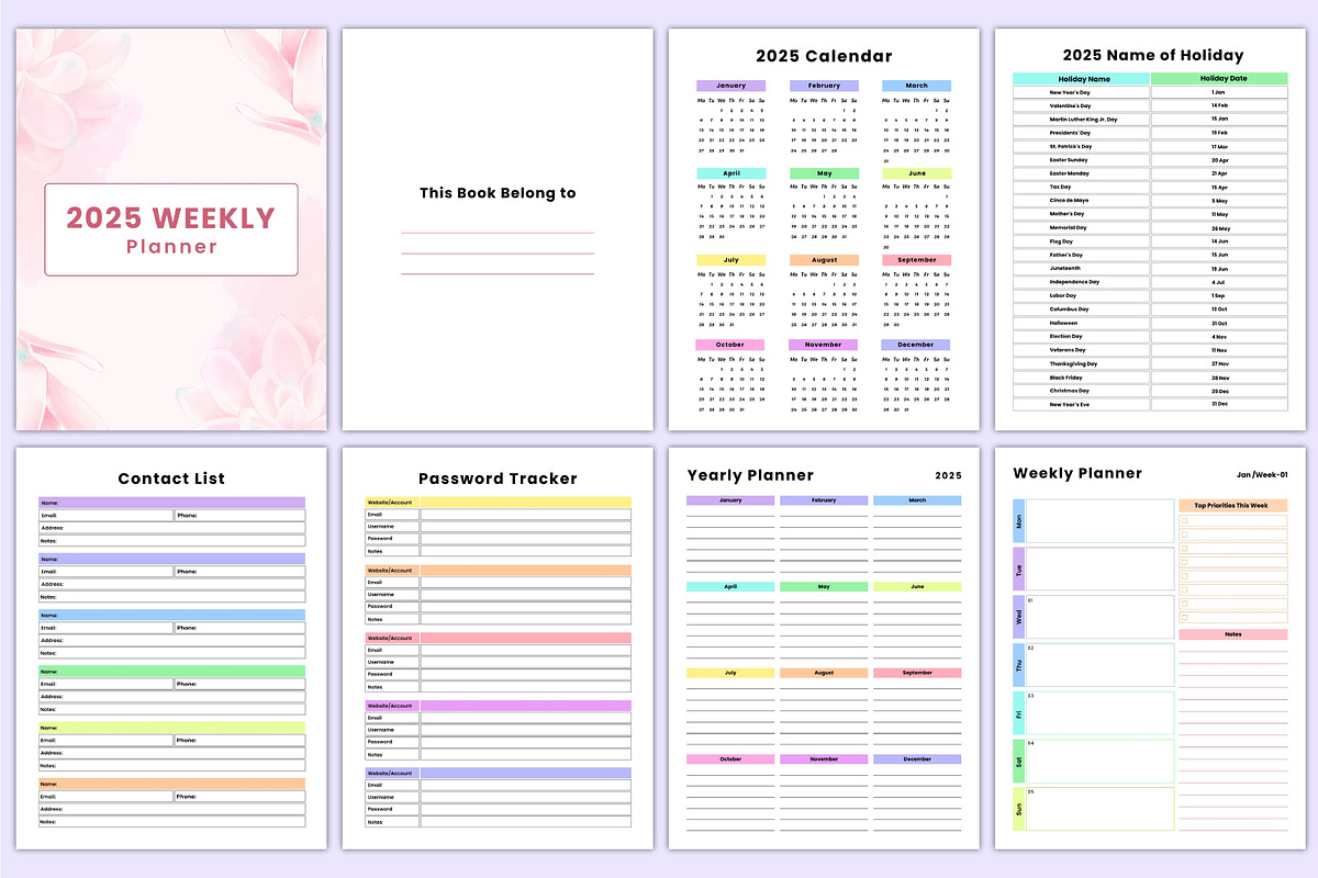 2025 Dated Weekly Planner Canva Kdp, a Stationery Template by Mustafiz (Photo 2 of 4)