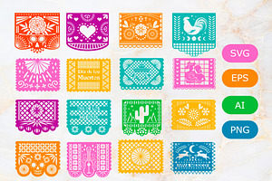 Papel Picado Dia De Los Muertos SVG, an Object Graphic by Boo Guevara Shop