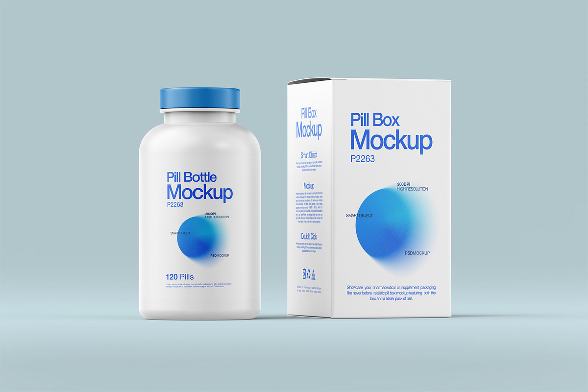 Pill Bottle and Box Packaging Mockup, a Packaging Mockup by Ram Studio LLC (Photo 7 of 13)