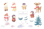 WINTER ANIMALS clipart. Watercolor, an Animal Illustration by OlliArtDesign (Thumbnail 2 of 5)