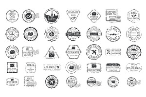 Grunge postage stamps. Vintage post, an Object Illustration by Stock-Smart-Start