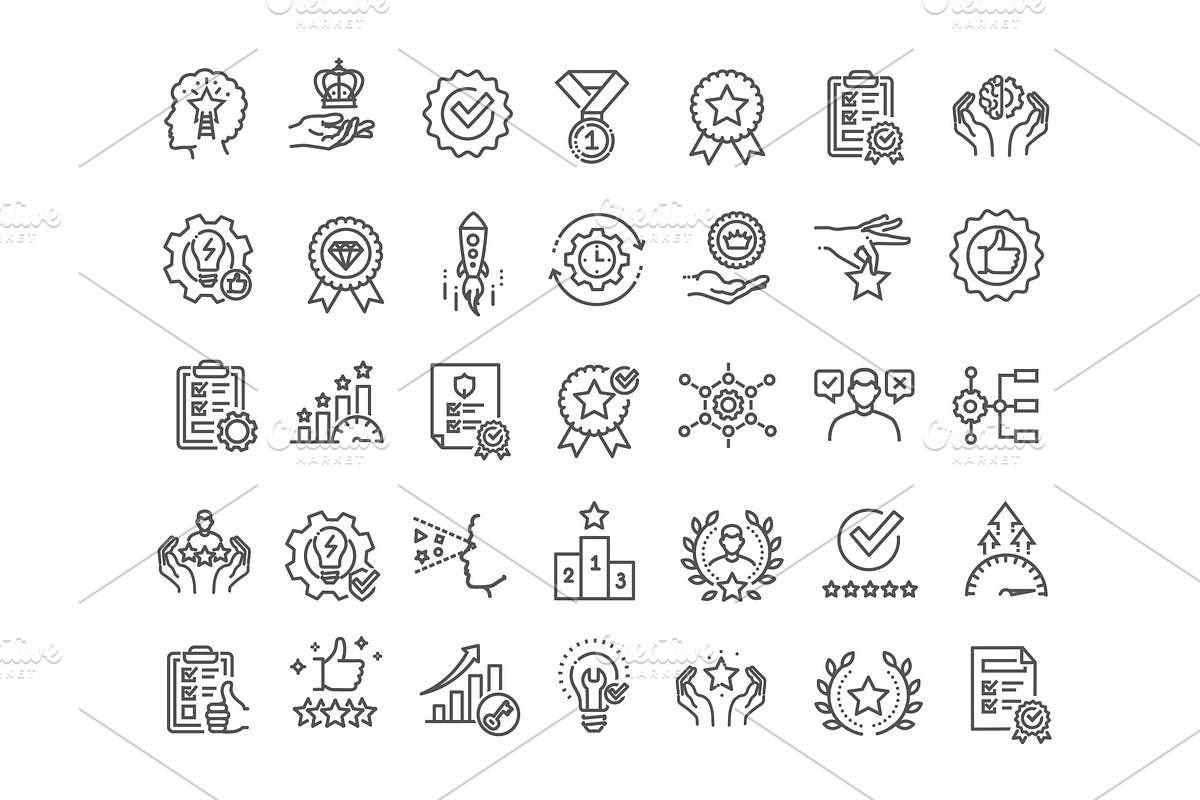 Best Practices line icon set, an Object Illustration by Tettygreen (Photo 3 of 3)