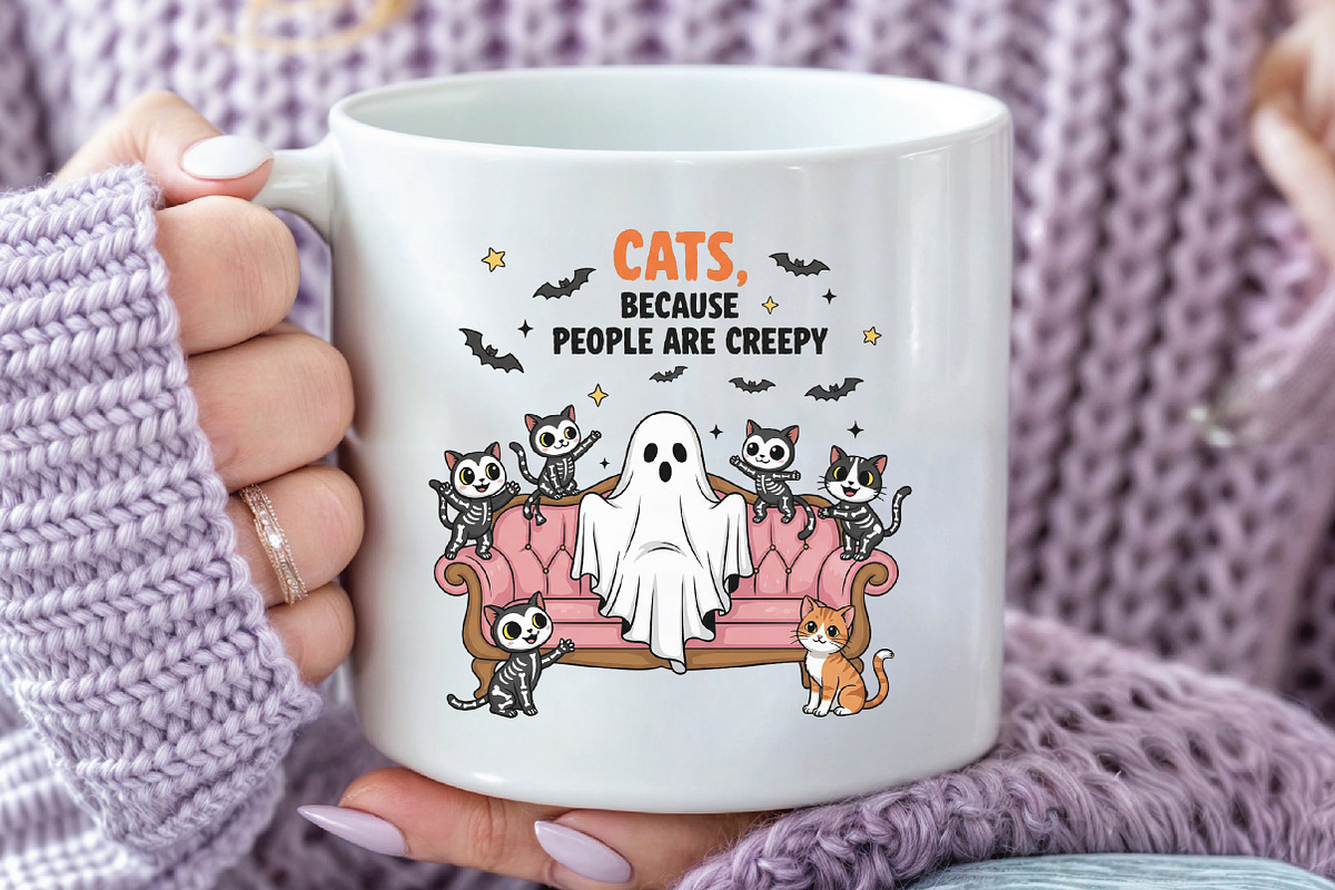 Cats People Are Creepy skeleton Cat, an Illustration by CraftArtStudio (Photo 2 of 4)