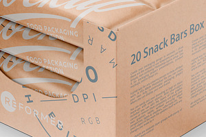 Kraft Box & Snack Bars Mockup