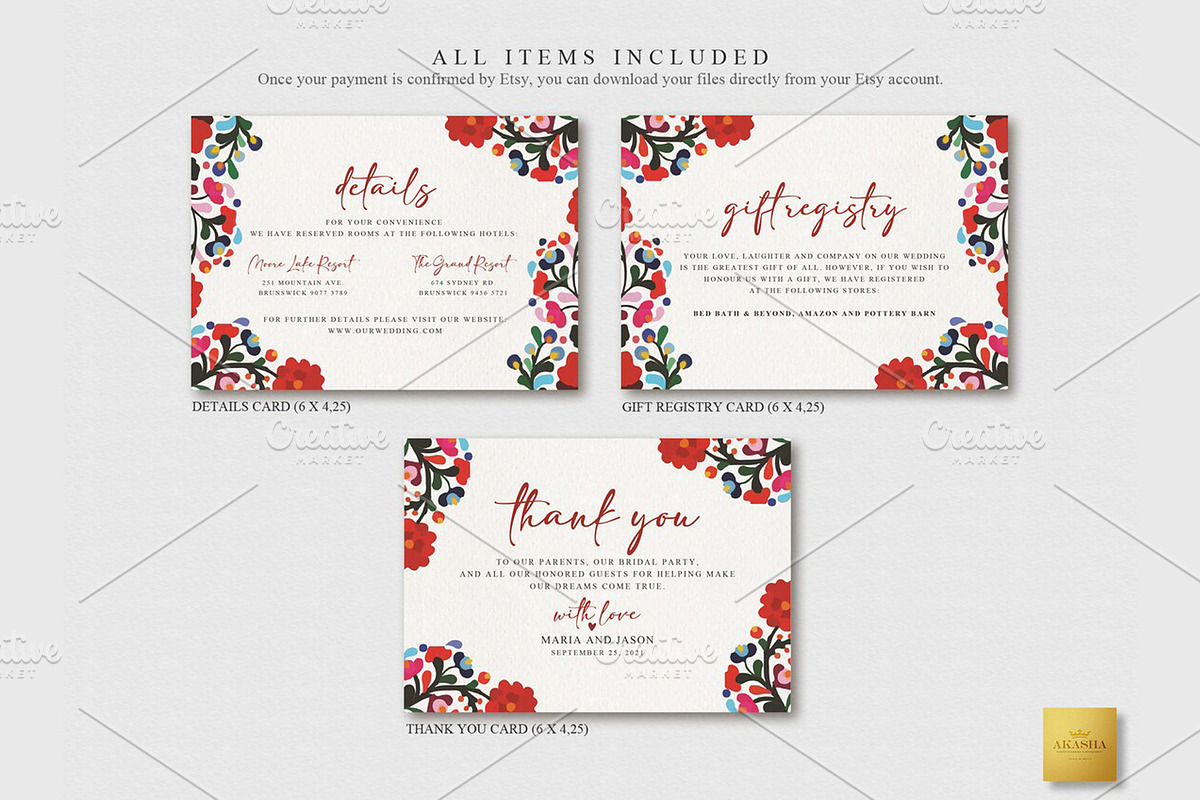 Mexican Wedding Bundle | CANVA, a Stationery Template by Creative Market (Photo 3 of 8)