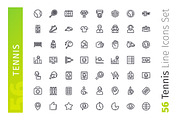 Tennis Line Icons Set, an Outline Icon by Voysla's Shop (Thumbnail 2 of 4)