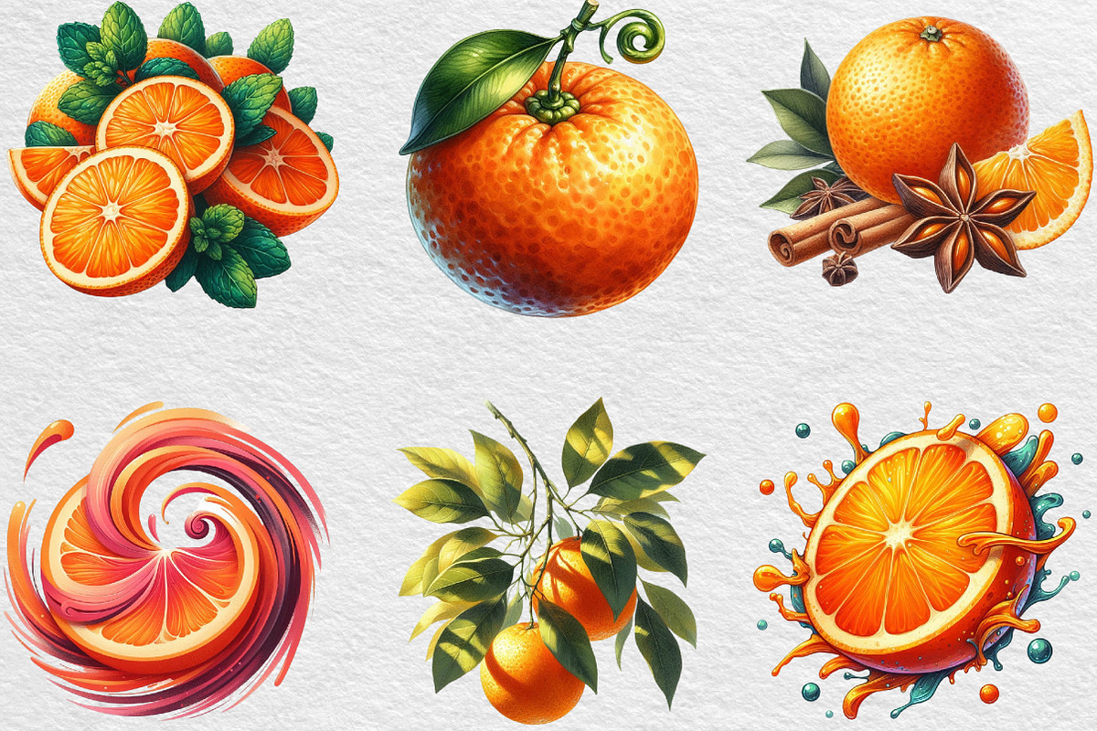 Watercolor Oranges Clipart, an Illustration by Black Bird Studio (Photo 5 of 6)