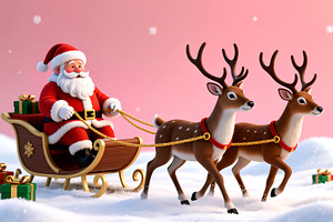 Santa Claus in his sleigh reindeer, a Holiday Photo by Rafoz
