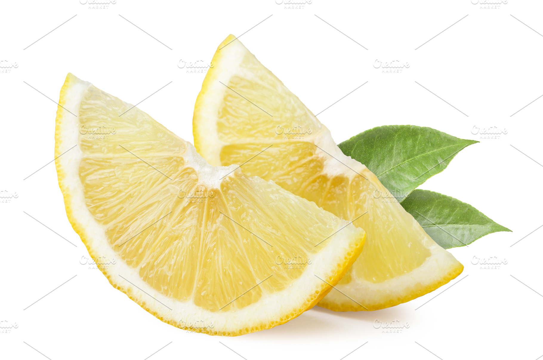 Two slices of bergamot with leaves, a Food & Drink Photo by innakreativ