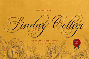Sinday College, a Script Font by Alcode