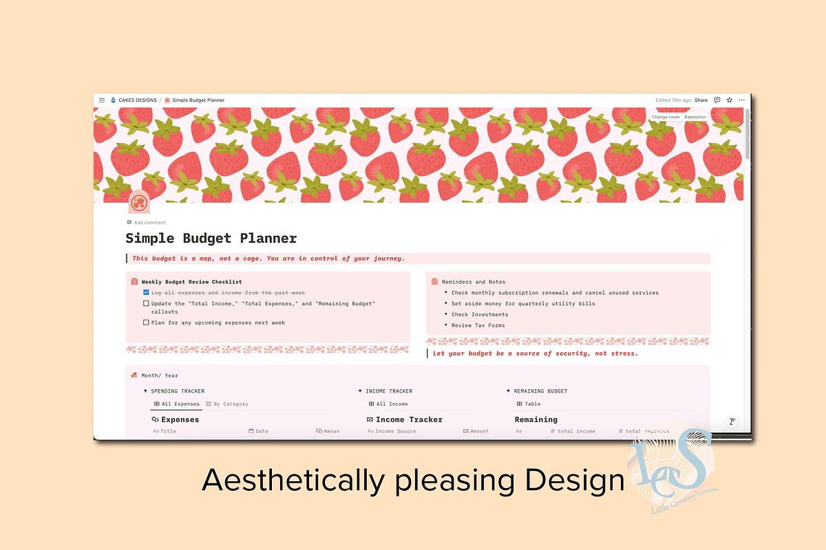 Notion Finance Tracker Template, a Landing Page Template by Little Creative Scribbles (Photo 3 of 7)