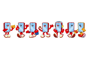 Set of cartoon mobile phone, a Technology Illustration by art PVP - market