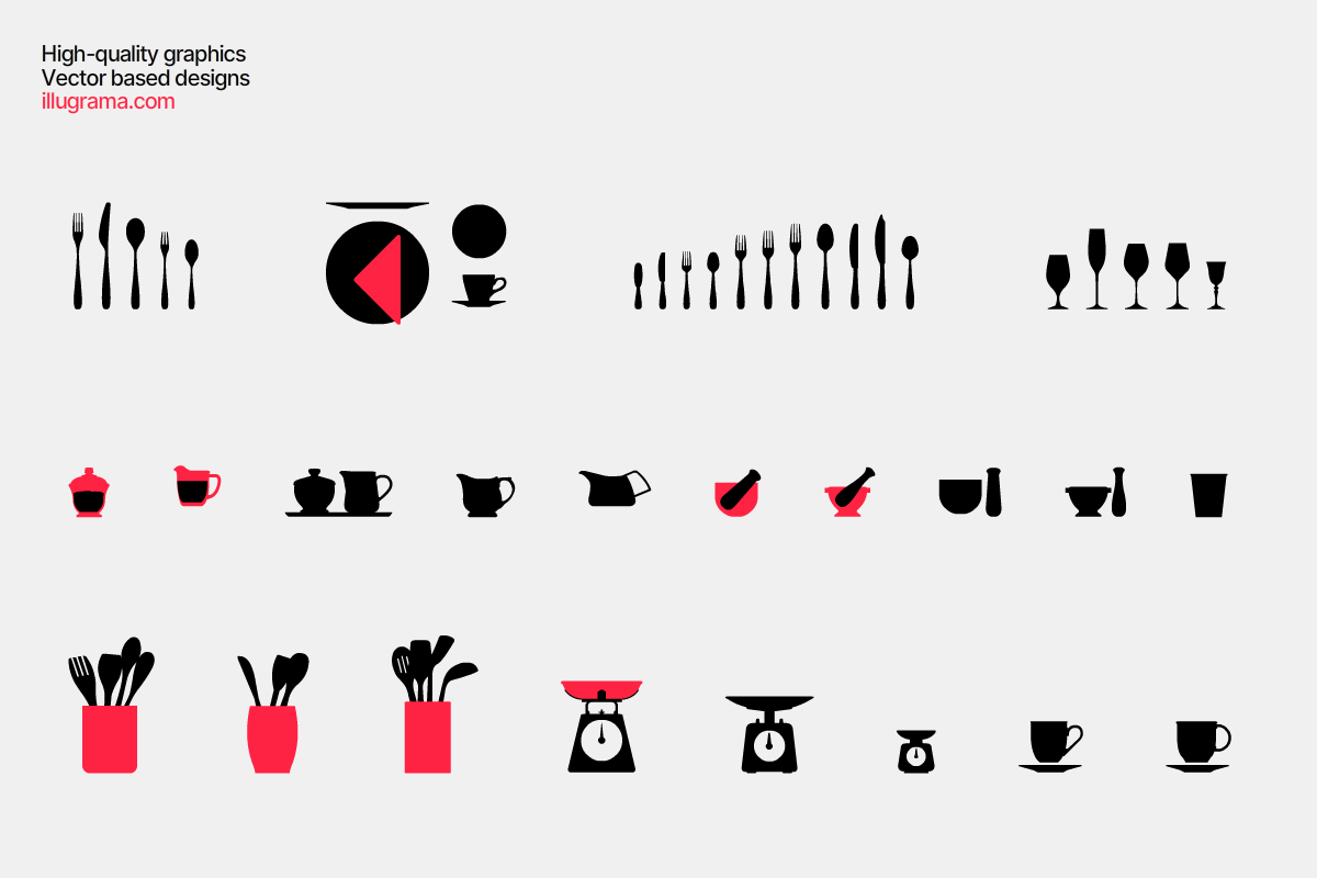Kitchen Utensils - Modern Graphics, a Food Illustration by illugrama (Photo 12 of 16)