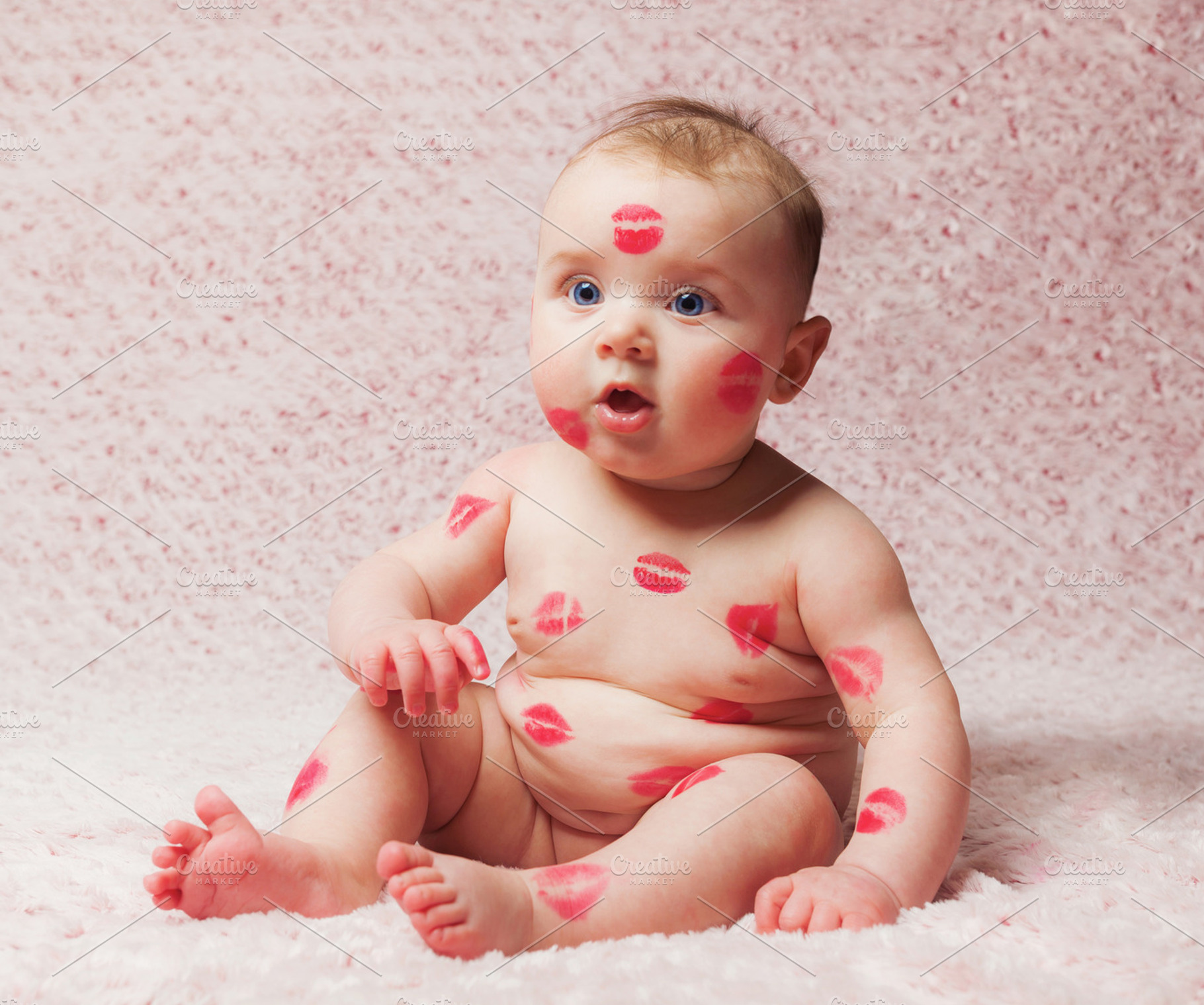 New born baby girl filled kisses containing newborn, baby girl, and kisses, a Person Photo by Antonio Gravante Market