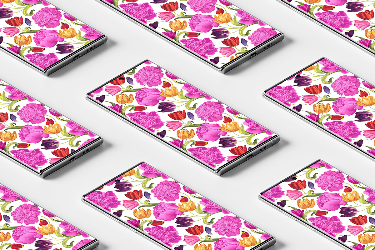 Bright Pattern Peony & Tulips, a Pattern Graphic by MarynaPetrovska (Photo 4 of 9)