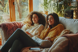 Charming young women enjoying, a Photo by Pavel_design